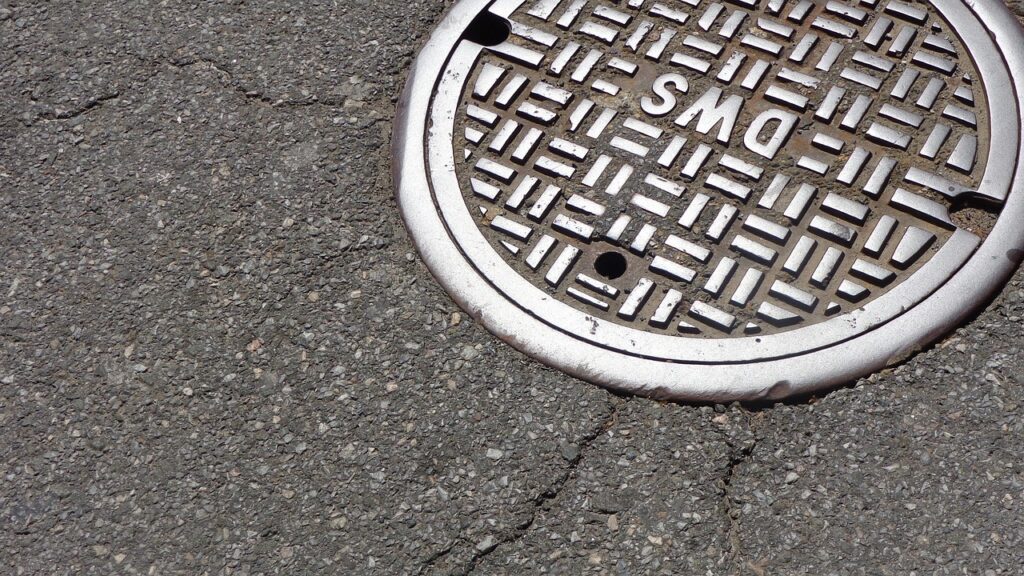 Borough sewer access point on a Port Clinton PA street